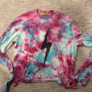 Aviator Nation Multicolor Tie-Dye Lightning Bolt Shirt
